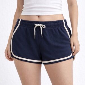Primark Dark Blue Women's Athletic Shorts with Cream Trim